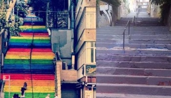 Haber | Renkli merdivenler yeniden griye boyand